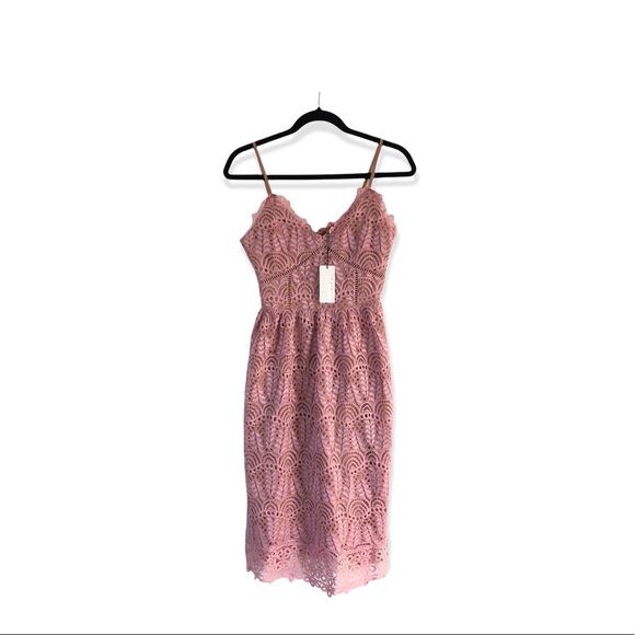 Beautiful Current Air Anthropologie blush pink lace midi dress size S - Picture 2 of 6